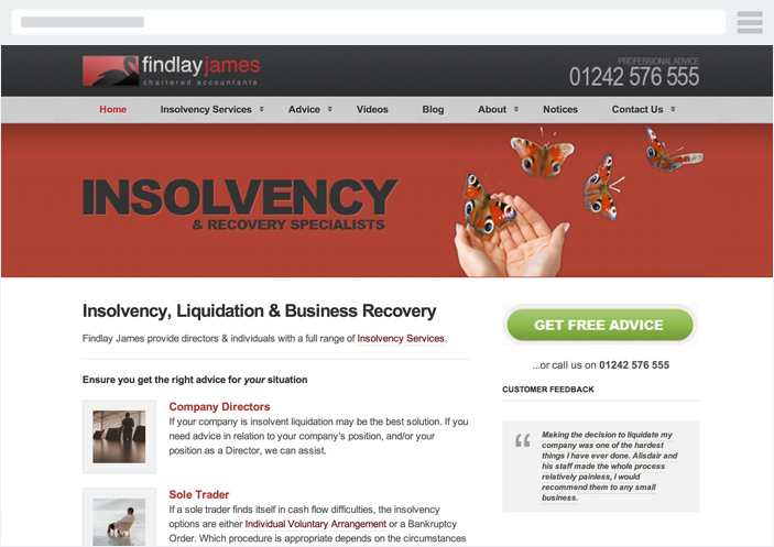 Findlay James insolvency practitioner screenshot